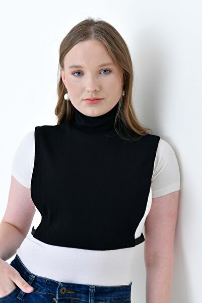 mirach Plus Size Full Closed Stand Collar Bodysuit | Elastic Cotton Camisole Fisherman Neck Collar High Collar