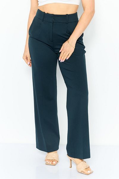 Esprit Women Regular Fit Plain Wide Leg Pants, Navy