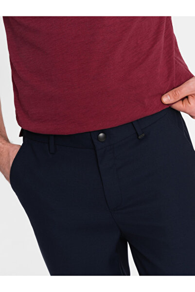 OMBRE Ανδρικό παντελόνι chino με λάστιχο στη μέση SLIM FIT - navy blue V3 OM-PACP-0157 XL
