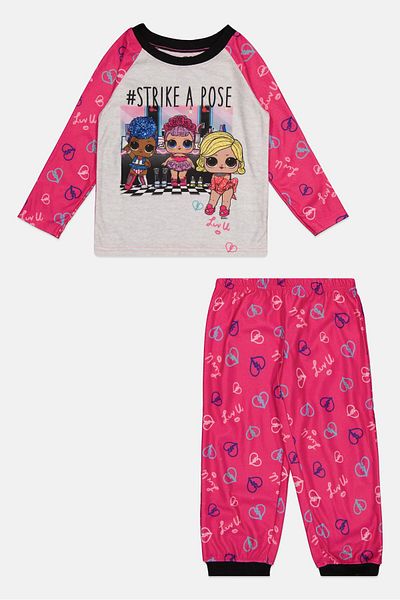 L.O.L. SURPRISE Toddlers Girl 2 Pcs Graphic Print Sleepwear Set, Pink Combo