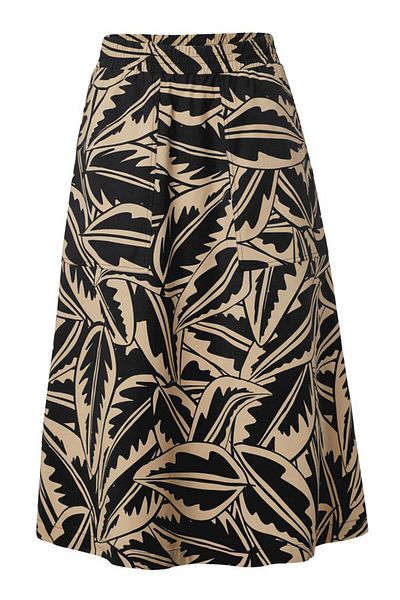 Tchibo Women Abstract Midi Skirt, Black