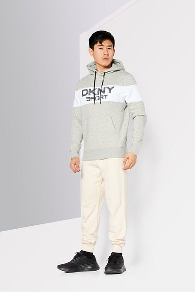DKNY Sport Men Sportswear Fit Training Hoodie, Grey Combo