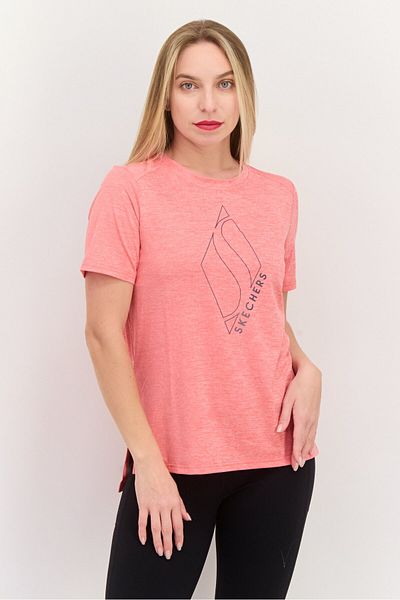 SKECHERS Women Sportswear Fit Short Sleeve Training T-shirt, Coral