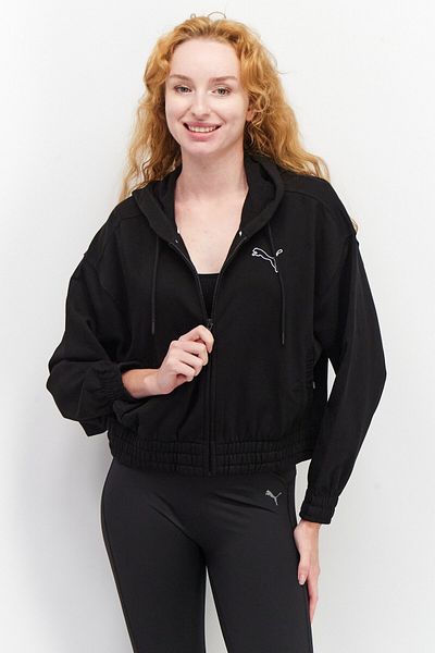 Puma Women Sportswear Fit Hooded Long Sleeve Brand Logo Sweatshirt, Black