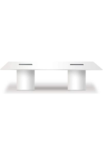 Mahmayi Ultra-Modern Projekt 7 Rec 240 8 Seater Square Modular Conference Table, Cable Management - White