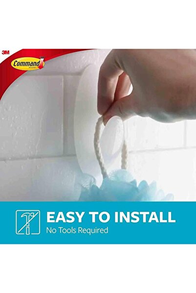 COMMAND 3M COMMAND™  BATH HOOK WITH WATER RESISTANT STRIPS  MEDIUM BATH18 CLEAR FROSTED 2HK+3S/PK