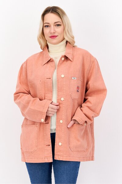 WRANGLER قميص جاكيت سادة للنساء، لون خوخي