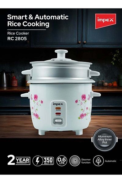 İMPEX 0.6L Electric Rice Cooker Automatic Cooking Keep Warm Aluminum Inner Pot 350W RC2805