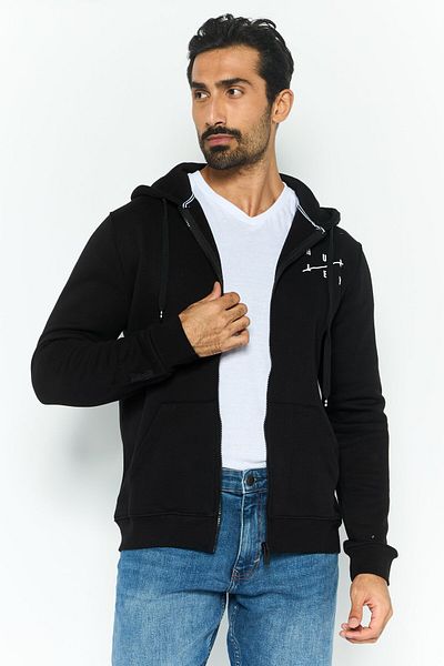 Hurley Men Hooded Long Sleeve Brand Logo Sweatshirt, Black