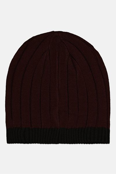 VAN HEUSEN Men Knitted Beanie, Dark Brown