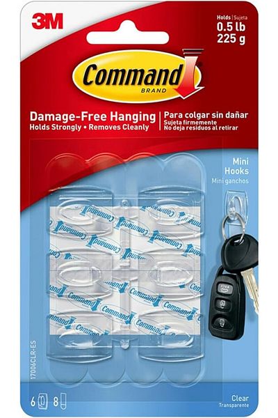 COMMAND 17006CLR-ES  MINI CLEAR HOOKS W / CLR STR