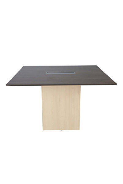 Mahmayi Projekt 7 Rec 120 Square Modular Conference Office Table With Aluminium Cable Management - Walnut