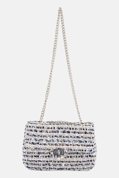 Urban Expressions women Textured Camille Cross Body Bag 15 H x 22 L x 8 W cm, Light Blue