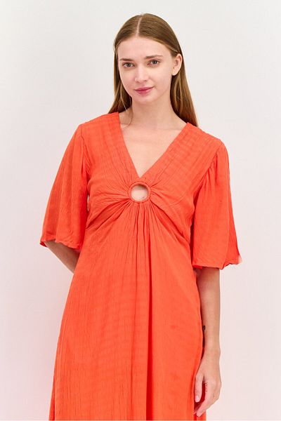 Pepe Jeans Women Textured Midi Dress, Red