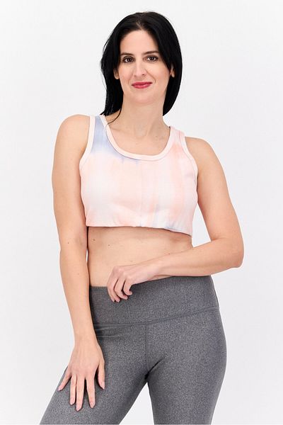 Lost Ink Women Scoop Neck Sleeveless Tie Dye Crop Top, Light Pink Combo
