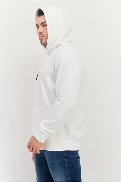 Esprit Men Brand Logo Fleece Hoodie, White