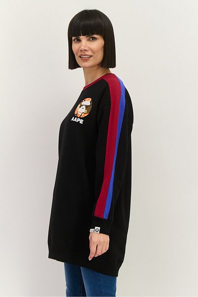 Aape By A Bathing Ape Women Crew Neck Graphic Print Long Sleeves Sweatshirt, Black Combo
