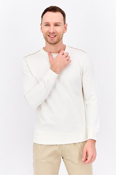 Sorbino Men Crew Neck Solid Long Sleeves Sweatshirt, Off White