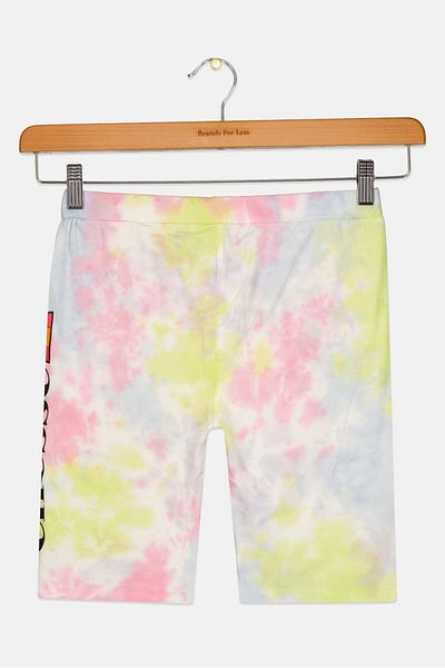 Ellesse Kids Girl Tie Dye Training Shorts, Neon Yellow Combo