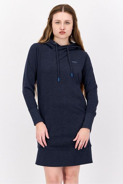 Pepe Jeans Women Brand Logo Hooded Sweater Dress, Dark Grey