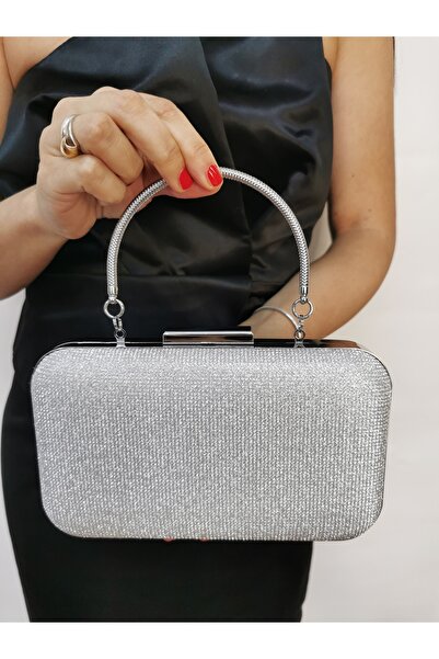 Soave Collection KADIN ABİYE BİG TAŞ GÖRÜNÜMLÜ GÜMÜŞ PARLAK ZİNCİRLİ DÜĞÜN GE...