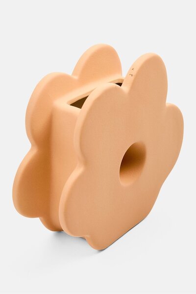 Muy Mucho Ceramic Plain Flower Vase 16 H x 19 L x 6 W cm, Peach