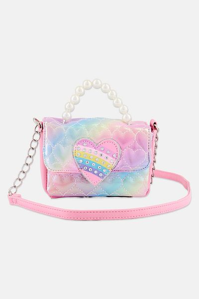 OMG Accessories Heart Quilted Cross Body Bag 13 H X 15 L X 6 W Cm, Pink