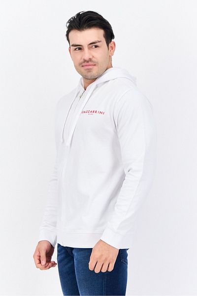 GAZZARRİNİ Men Embroidered Long Sleeves Hooded Sweatshirt, White