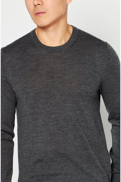 Michael Kors Men Crew Neck Long Sleeves Solid Sweater, Dark Grey