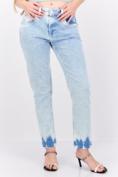 Pepe Jeans بنطلون جينز نسائي قابل للتمدد بقصّة الجزرة، أزرق