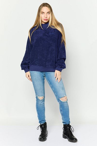 WRANGLER Women Crew Neck Long Sleeve Brand Logo Sweatshirt, Dark Purple
