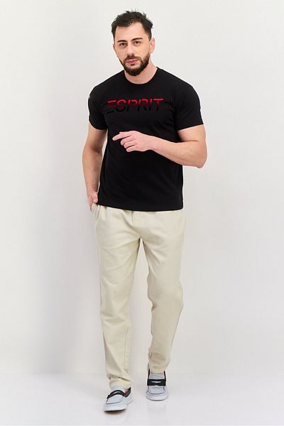 Esprit Men Crew Neck Short Sleeves Brand Logo T-Shirt, Black/Red