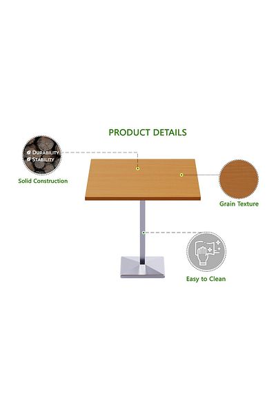 Mahmayi Bar Table Square Base 4 Seater Cocktail Bistro Table for Pub_Light Walnut