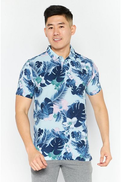 Puma Men Sportswear Fit Floral Short Sleeves Polo, Blue