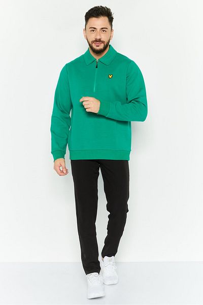 Lyle & Scott Men Spread Collar Long Sleeves Brand Logo Sweatshirt, Green