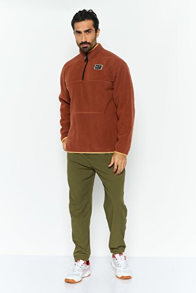 Hurley Men Sportswear Fit Long Sleeve Half Zip Training Jackets, Rust Brown