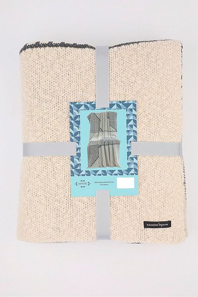 NANETTE LEPORE Cotton Knitted Throw 25 X 50 Cm, Beige