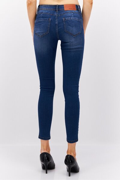 Noisy May Women Slim Fit Washed Stretchable Slim Leg Jeans, Med Blue