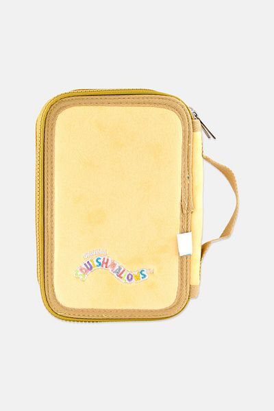 Squishmallows Kids Girl Embroidered Pencil Case 22  H x 16  L x 3 W cm, Yellow Combo
