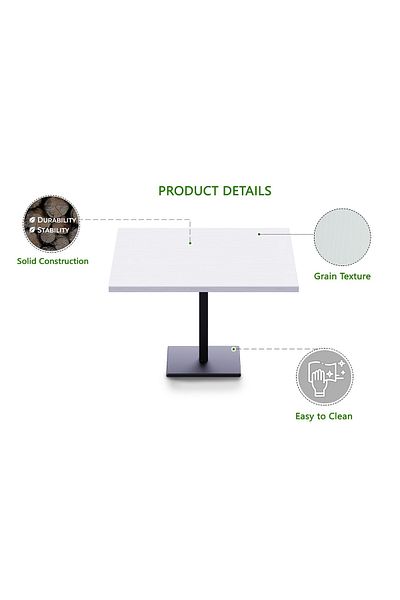 Mahmayi Ristoran Bar Table Square Base - 4 Seater Cocktail Bistro Table for Pub - White