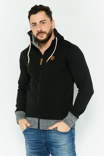 Pepe Jeans هوديس رجالي بشعار العلامة التجارية بسحاب كامل، أسود
