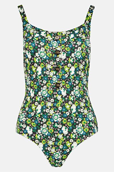 Scotch & Soda فستان نسائي قطعة واحدة بنقشة زهور بدون حشوة، متعدد الألوان