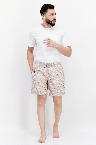 TailorByrd Men Allover Print Board Shorts Swimwear, Pink Combo