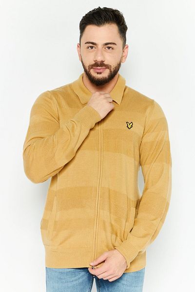 Lyle & Scott Men Spread Collar Long Sleeve Brand Logo Sweatshirt, Khaki
