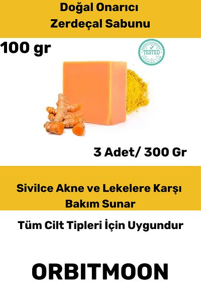 Orbitmoon Special Production Natural Hand Face Hair Body Skin Fragrant Anti-Blemish Original Turmeric Extract Soap