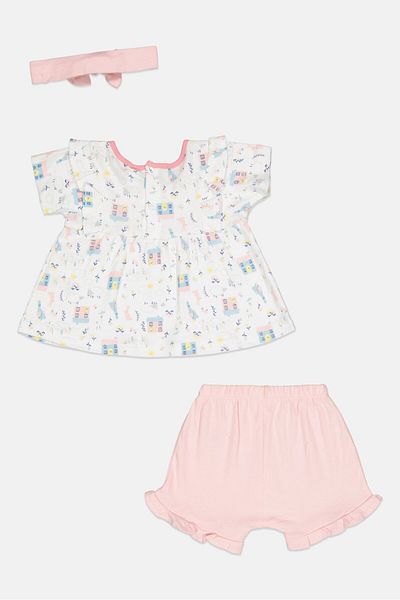 Lily & Jack Toddler Girl 3 Pieces All Over Printed Dress Set, White