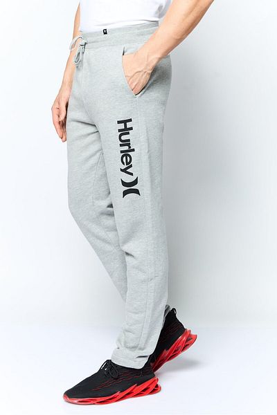 Hurley Men Regular Fit Drawstring Brand Logo Sweatpants, Grey