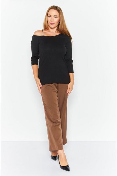 THEORY Women Asymmetrical Neck Long Sleeves Textured Top, Black