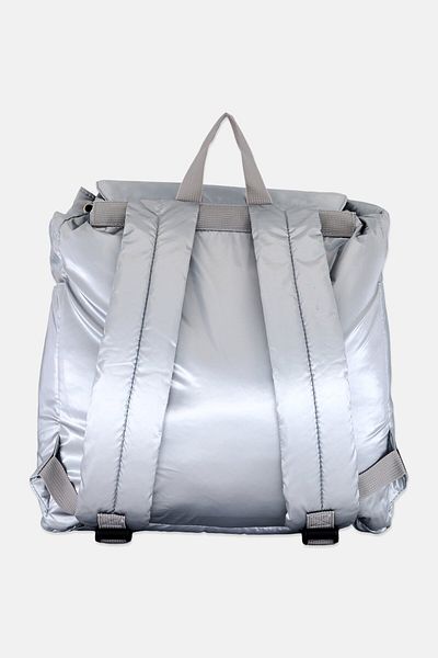 Muy Mucho Women Plain Backpack 40 H x 36 L x 12 W cm, Sliver