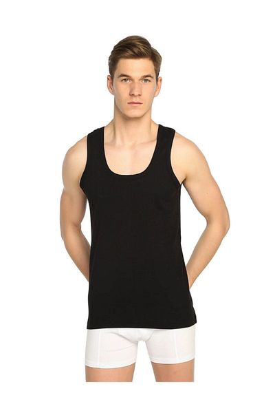 KEYAL Tutku Men's Rib (Flexible) Tank Top 12 Pack (Black) 100% Cotton
